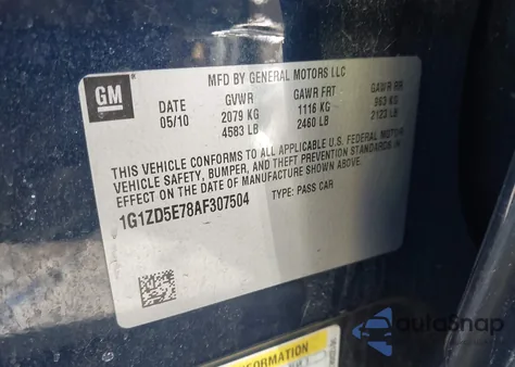 2010 Chevrolet Malibu Lt z USA, uszkodzony, nr VIN 1G1ZD5E78AF307504